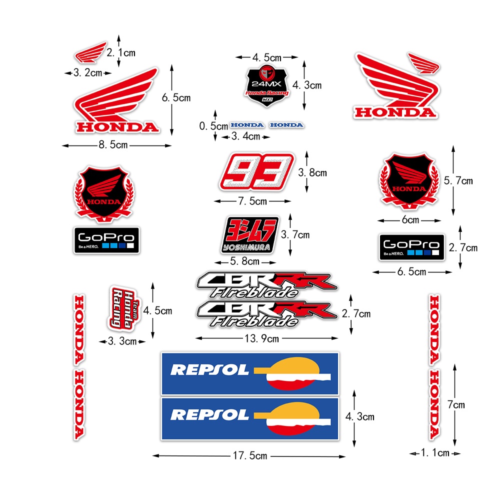 Miếng Dán Phản Quang In Logo Trang Trí Bình Xăng Xe Mô Tô HONDA REPSOL HRC CBR 250R 300R 1000RR