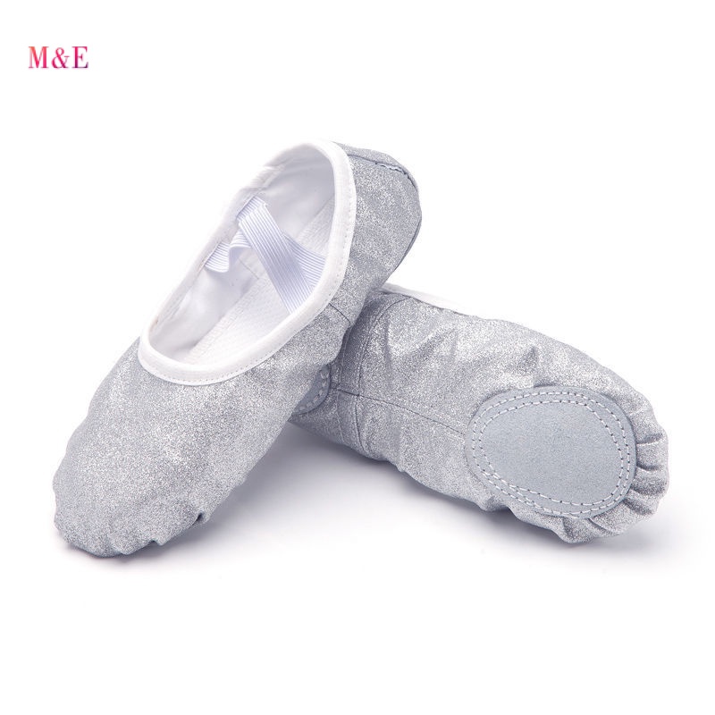 Giày Múa Ba Lê Đế Mềm Màu Bạc Lấp Lánh Thời Trang 2023 Cho Bé Gái