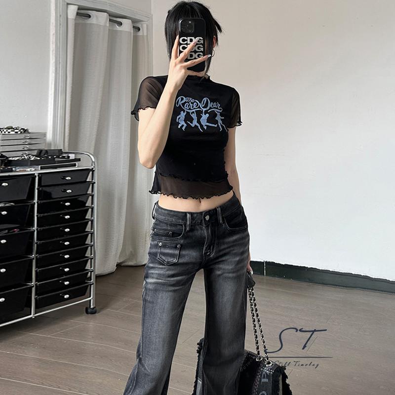 Áo Thun Crop Top Tay Ngắn In Chữ Lettuce Trim Thời Trang Mùa Hè Cho Nữ CY03