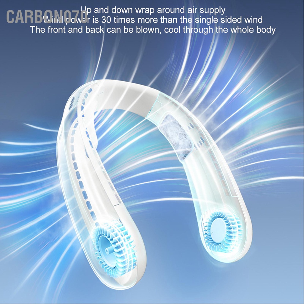 Carbon070 Quạt Treo Cổ Di Động Bán Dẫn Làm Mát Kép 3 Tốc Độ Gió Có Thể Điều Chỉnh Mini Sạc USB