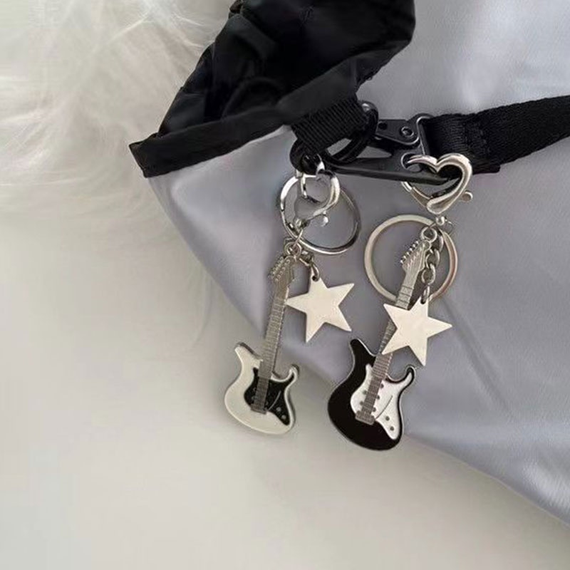 Móc Khóa Bass y2k Hình Ngôi Sao Đàn guitar Điện Phong Cách retro Mỹ Ngọt Ngào