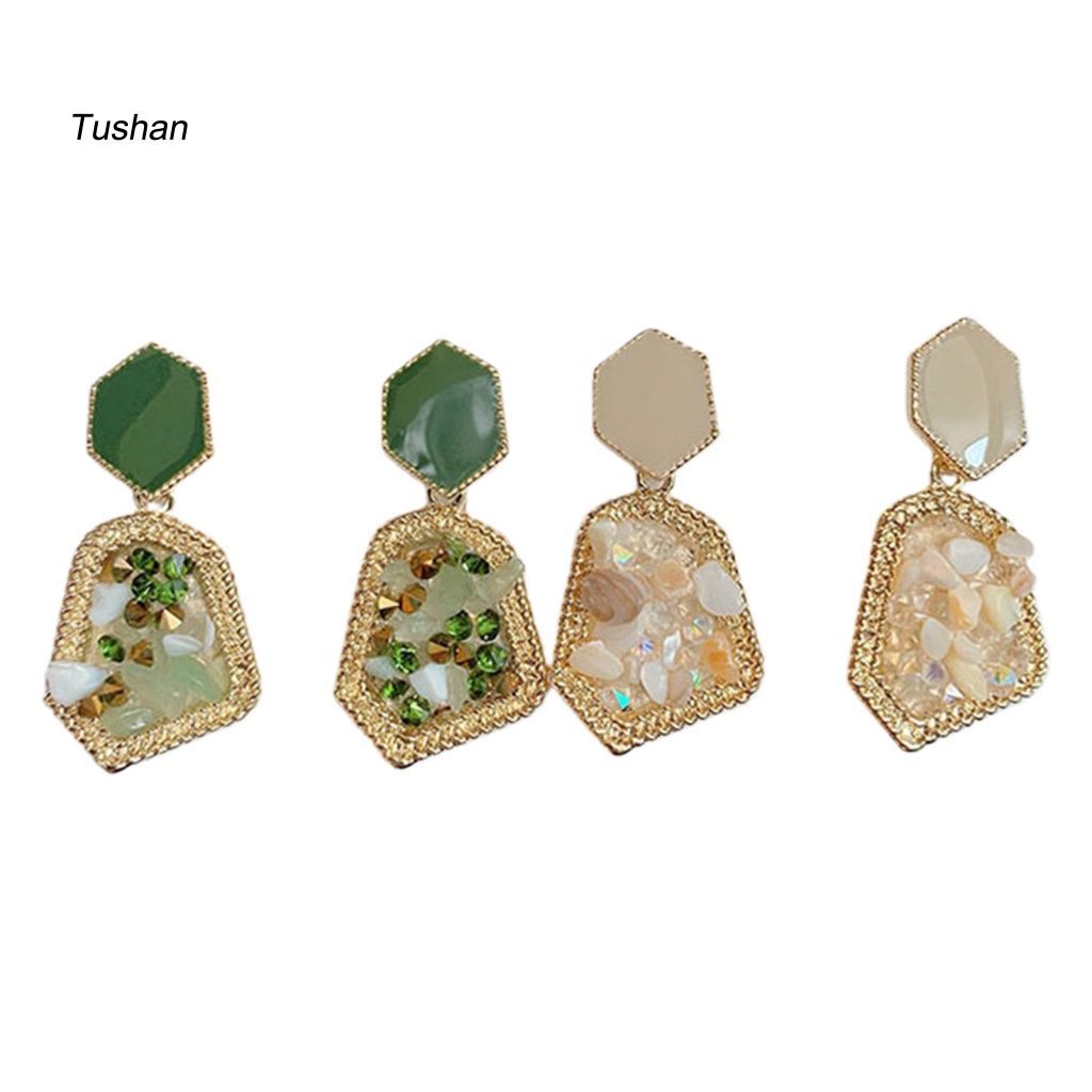 Bông Tai Giọt Nước Bằng Đá Tự Nhiên Phong Cách Retro