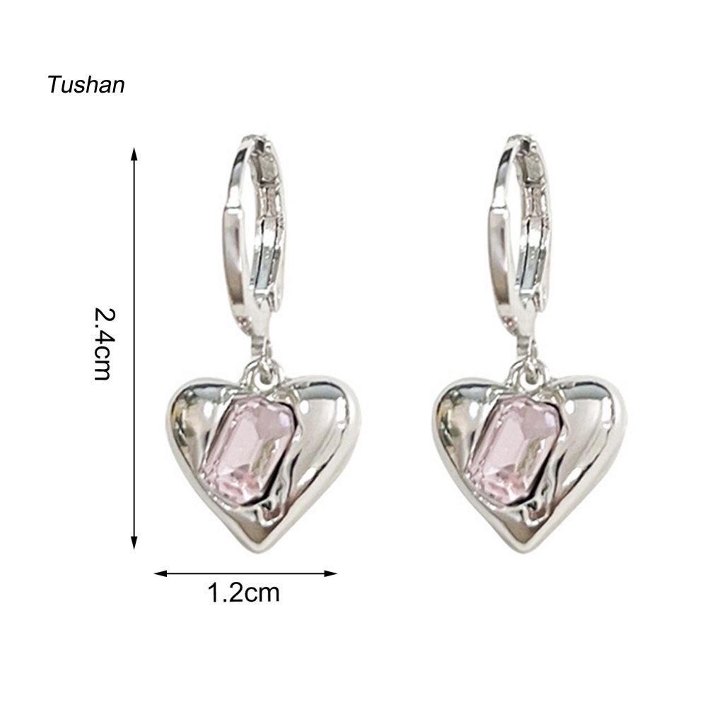 1 Đôi Bông Tai Hình Trái Tim Chống Oxy Hóa Không Phai Màu Thời Trang Cho Nữ