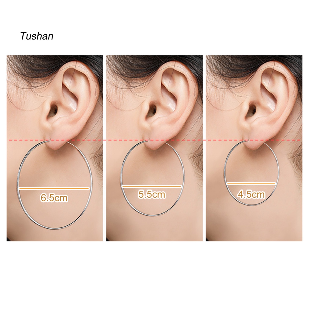 1 Đôi Bông Tai Khoen Tròn Lớn Họa Tiết Hình Học Thời Trang Nữ