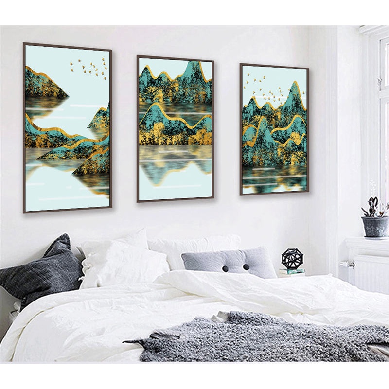 Tranh Vải Bạt Treo Tường In Hình Phong Cảnh Núi Xanh Hiện Đại Trang Trí Nhà Cửa