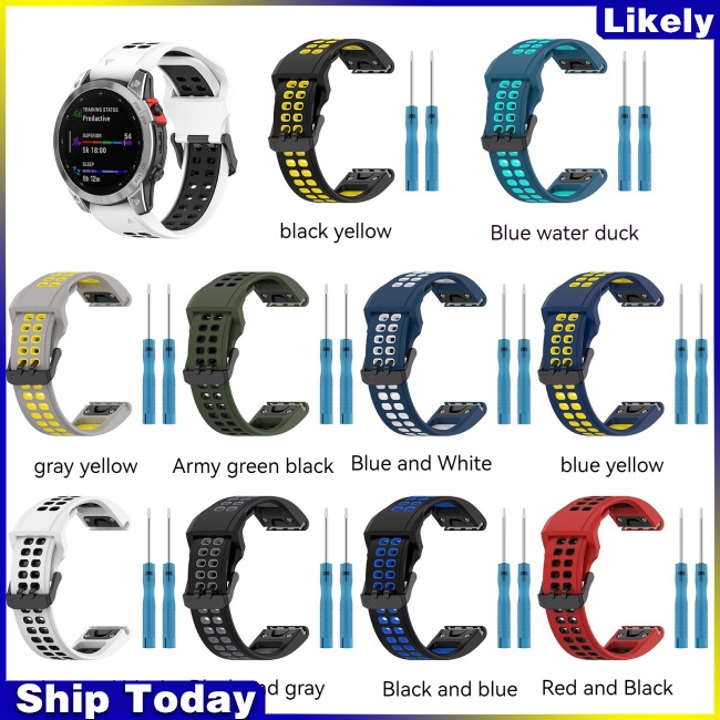 Dây Đeo Silicon Hai Màu Thay Thế Cho Đồng Hồ Garmin Enduro2 / Tactix7 26mm