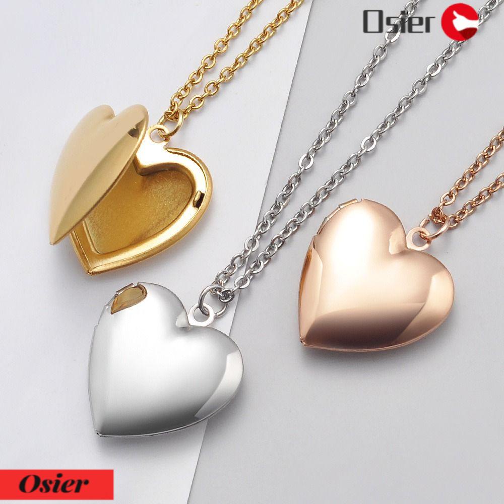 Set 1 Dây Chuyền Mặt Khung Ảnh Hình Trái Tim Bằng Thép Không Gỉ