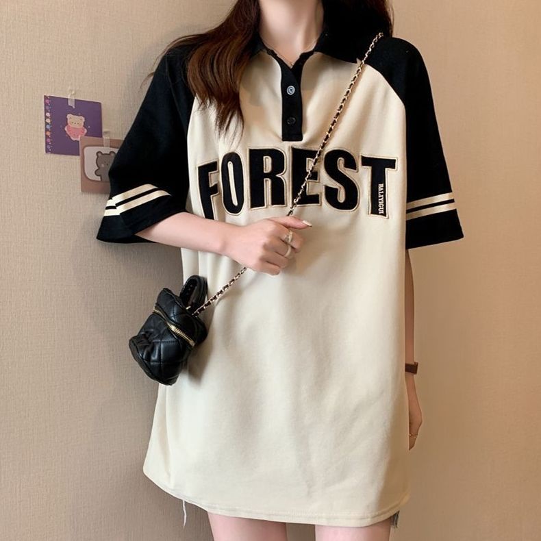 COZOK Áo polo Tay Ngắn Dáng Rộng Thời Trang Cá Tính