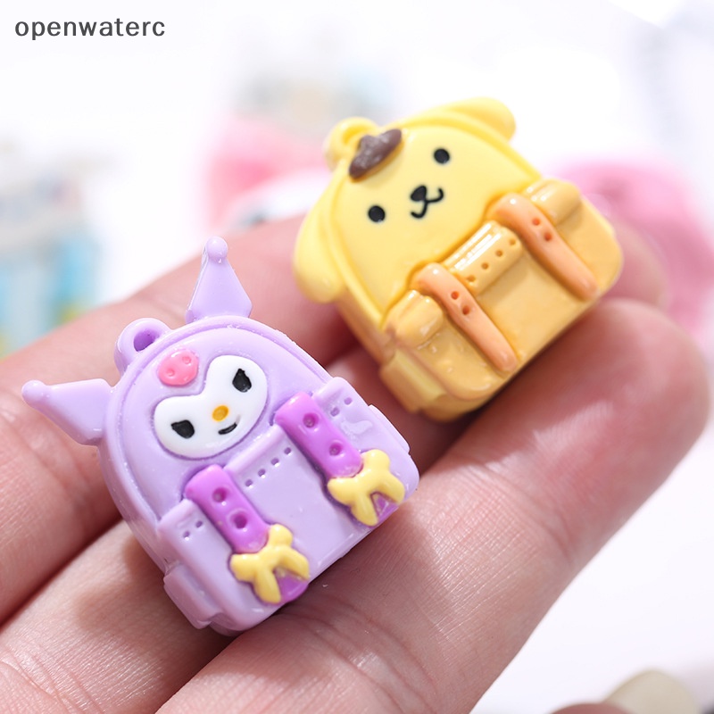 Set 2 Túi Đi Học Nhỏ Bằng Nhựa Resin Sơn Họa Tiết Hoạt Hình 3D Diy Trang Trí Nhà Búp Bê vn