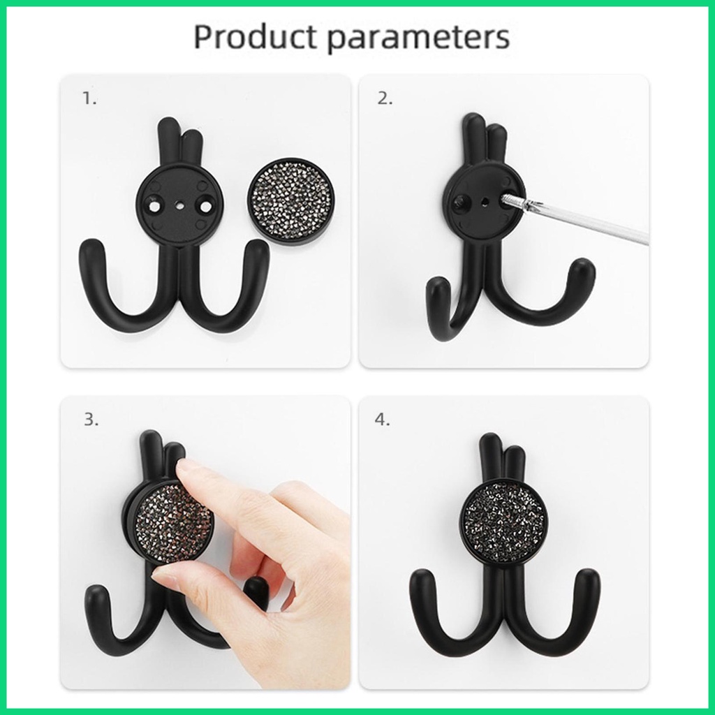 Móc Treo Đồ Gắn Tường Bằng Kim Loại Hình Thỏ Dễ Thương Kèm 2 Ốc Vít Tiện Dụng