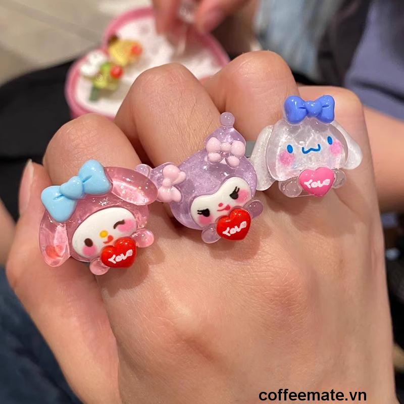 ⚡Nhẫn Hình Cún Sanrio Dễ Thương Có Cinnamon Kuromi Điều Chỉnh Kích Cỡ