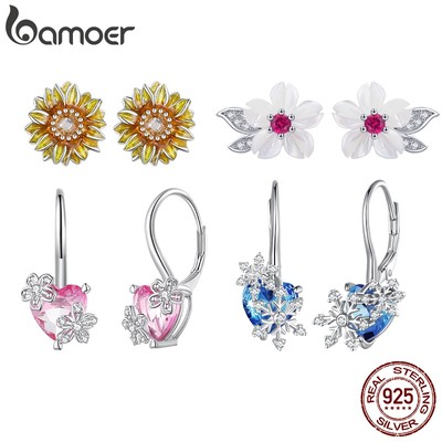Bamoer Bông Tai Bạc 925 Hình Hoa Thời Trang Cho Nữ