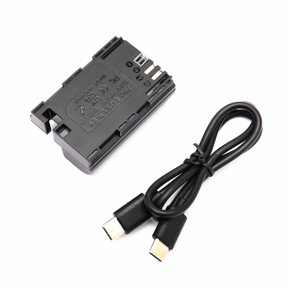 Pin Giả LP-E6 + Cáp Chuyển Đổi Type-C Cho Canon EOS R5 R6 R7 6D 7D 5D Mark IV III II 90D DSLR LP-E6N LP-E6NH UBS-C