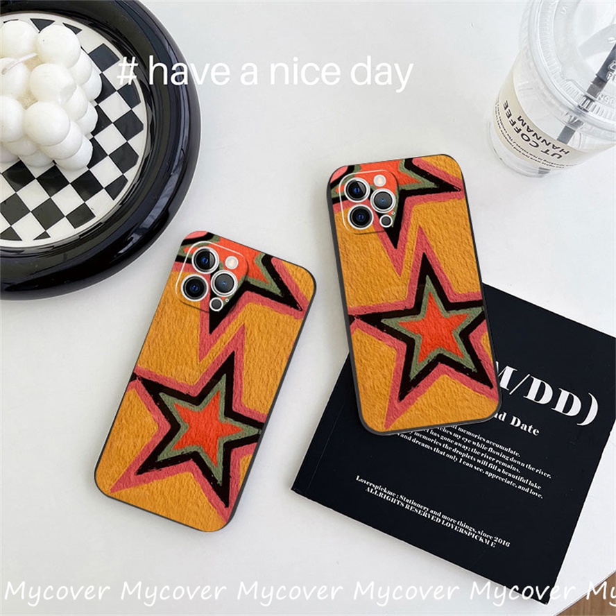 Ốp Điện Thoại Silicon Mềm Họa Tiết Ngôi Sao Màu Cam Cho iPhone 11 13 12 14 Pro Max X XR Xs Max 6 7 8 Plus