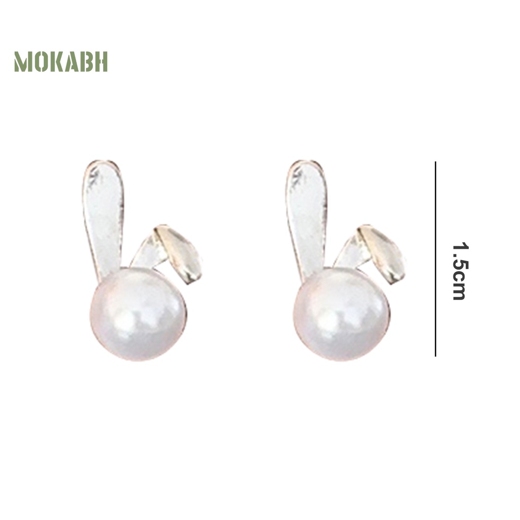 1 Đôi Bông Tai Hình Thỏ Đính Ngọc Trai Giả Bằng Hợp Kim Thời Trang Dành Cho Nữ