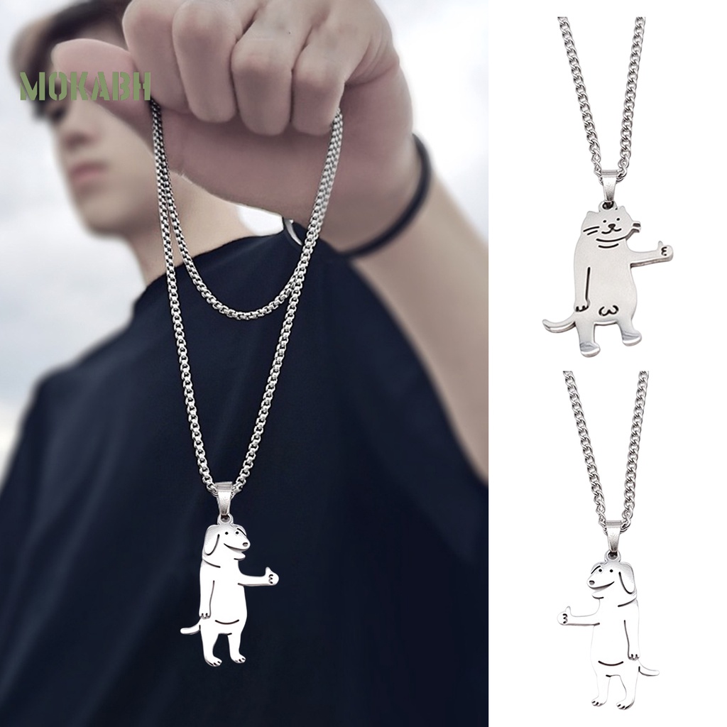 [Mới] Vòng cổ Mặt Hình Chó Mèo Bằng Thép Không Gỉ Siêu Nhẹ Không Dị Ứng Trang Trí Kiểu Hip Hop Thú Vị Cho Nữ