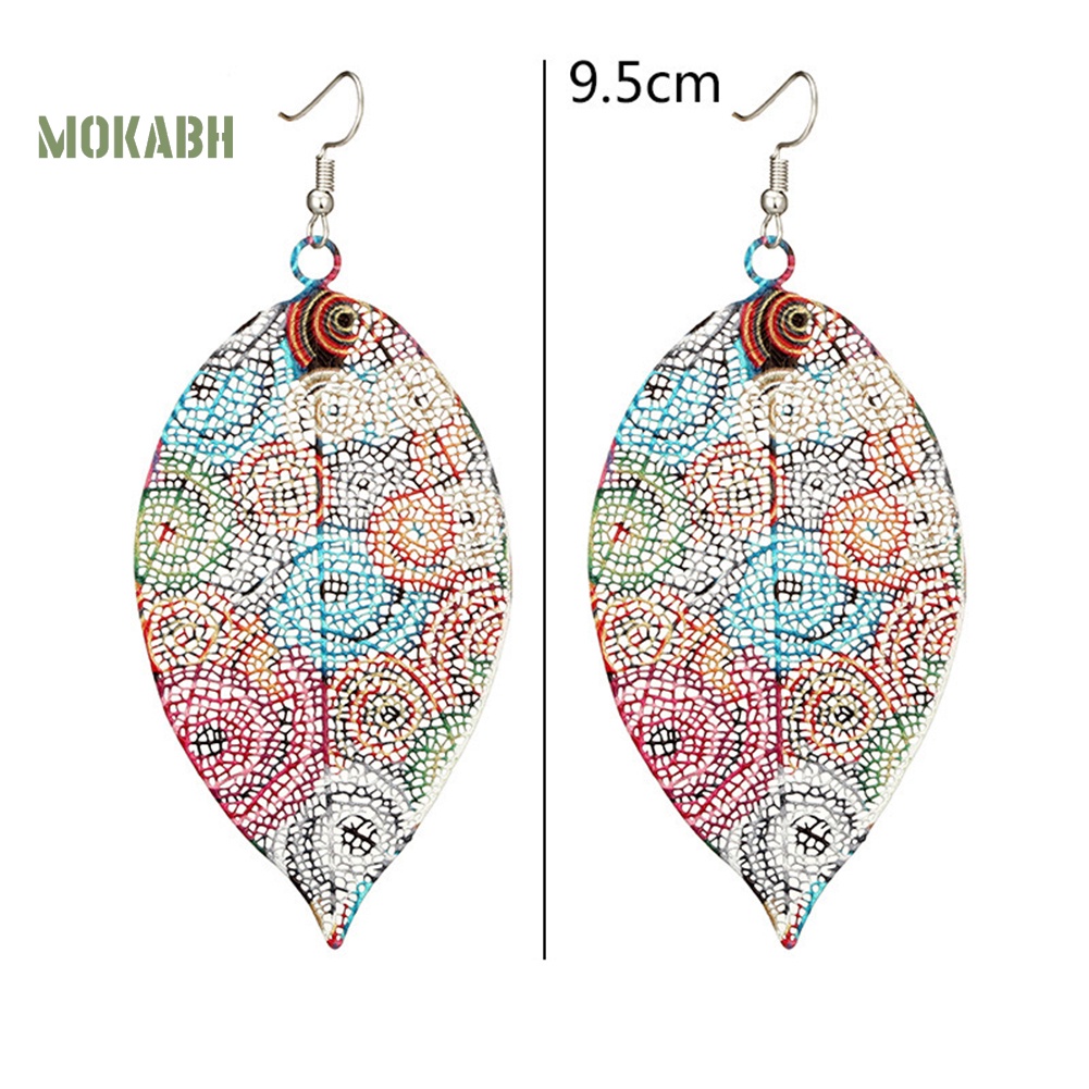 Bông Tai Hình Chiếc Lá Nhiều Màu Sắc Phong Cách Vintage Thời Trang Cho Nữ