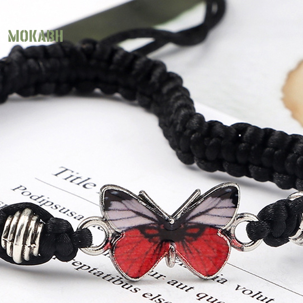 Vòng Tay Dây Bện Nylon Mặt Hình Bướm Thời Trang Có Thể Điều Chỉnh Cho Cặp Đôi