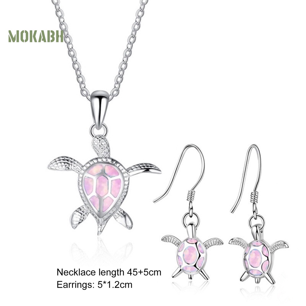 Set 3 Vòng cổ + Bông Tai Đính Đá Opal Lấp Lánh Dễ Thương