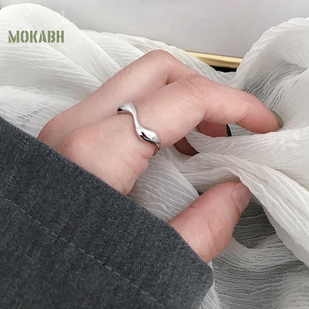 Nhẫn Đeo Ngón Tay Mạ Điện Màu Trơn Họa Tiết Hình Học Thời Trang