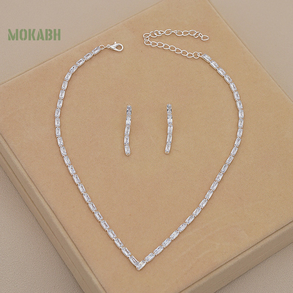 [Mới] Set Vòng cổ Và Bông Tai Đính Đá Zircon Sang Trọng Không Gây Dị Ứng Cho Cô Dâu