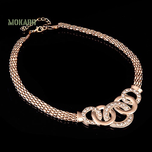 Bộ Trang Sức Gồm Vòng cổ / Nhẫn / Bông Tai / Vòng Tay Đính Pha Lê Sang Trọng Cho Cô Dâu