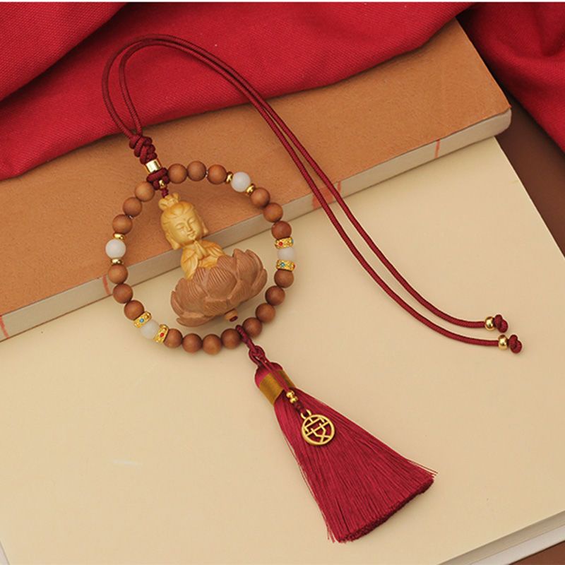 Mặt Dây Chuyền Gỗ Đào Phật Giáo Cao Cấp Treo Kính Chiếu Hậu Xe Hơi Trang Trí Nội Thất Cho Nam Và Nữ