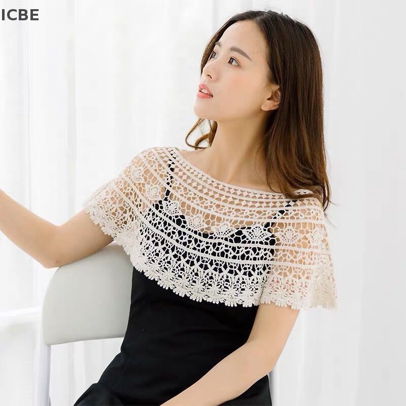 Khăn Choàng Dệt Kim Phối Ren Họa Tiết Hoa Hướng Dương Thời Trang Cho Nữ