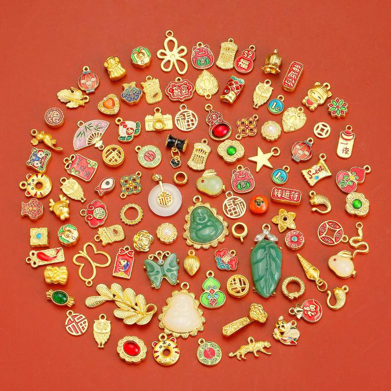 Bộ 50 Phụ Kiện Treo Trang Sức Bằng Hợp Kim Phong Cách Trung Hoa Độc Đáo DIY