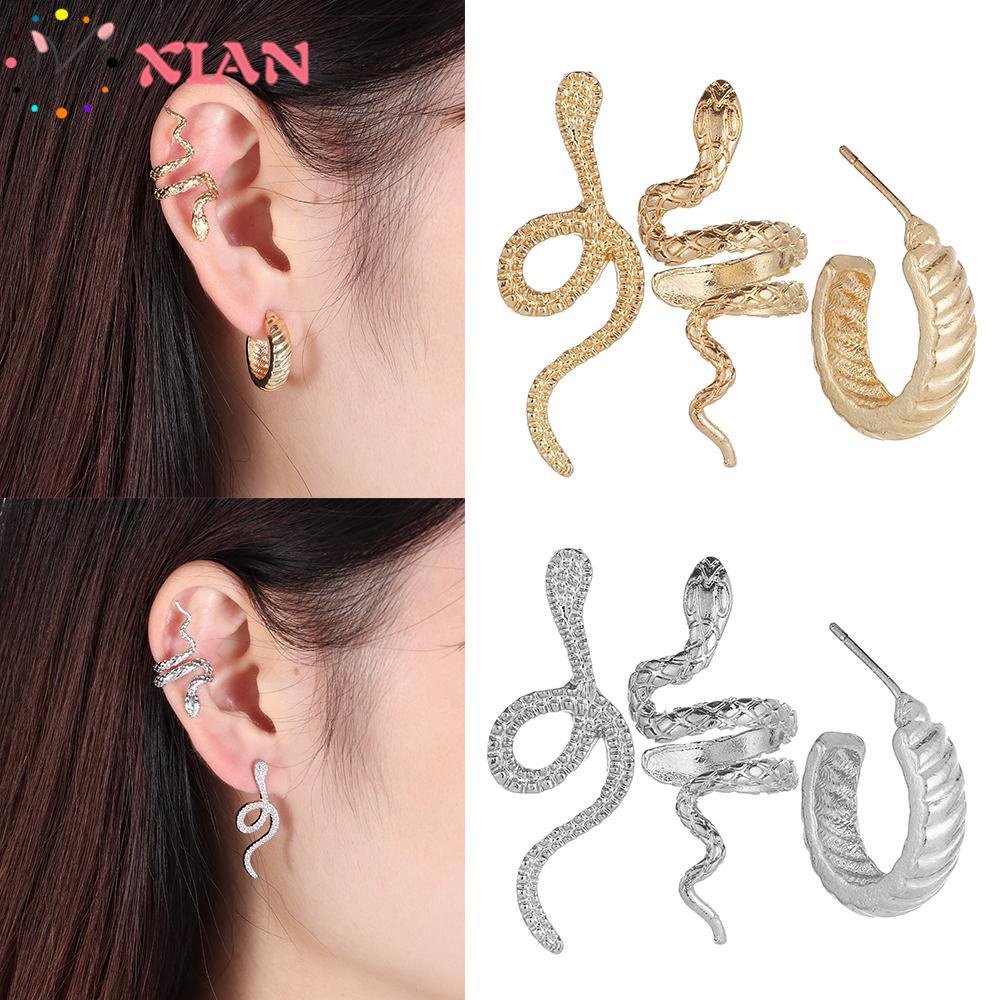 Khuyên Kẹp Vành Tai Hình Rắn Phong Cách Punk Đơn Giản Cho Nữ
