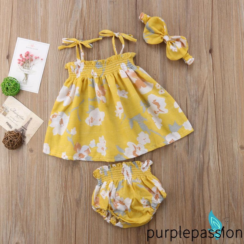 Bộ Trang Phục 3 Món Họa Tiết Hoa Xinh Xắn Cho Bé Gái