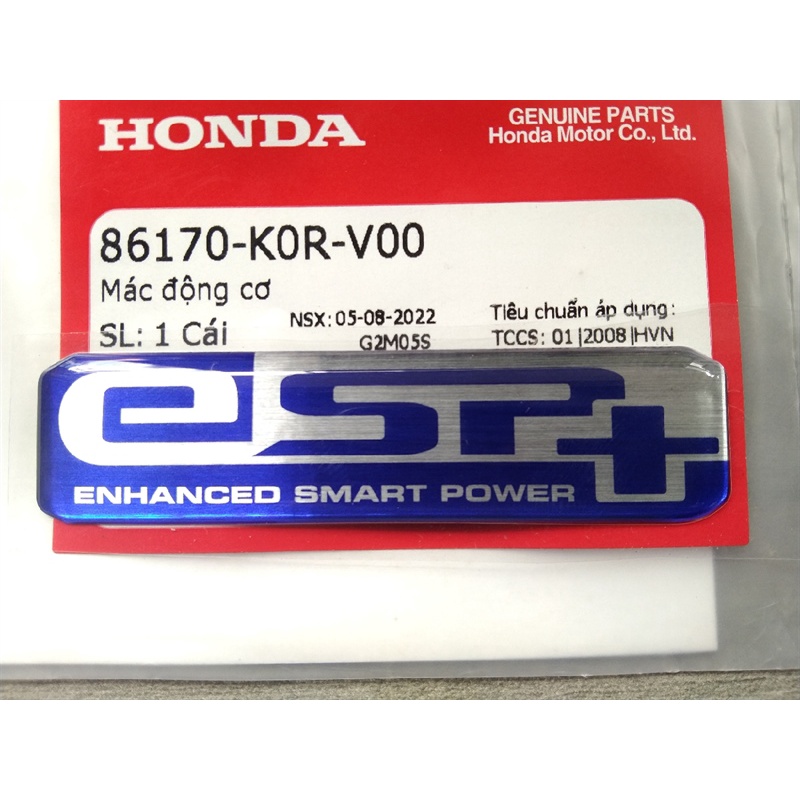 tem esp+ màu xanh, dán nắp bô e các dòng xe honda ( 86170k0rv00 )