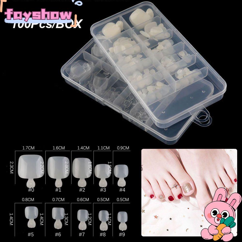 Set 100 Móng Chân Giả Trong Suốt Bảo Vệ Toàn Diện
