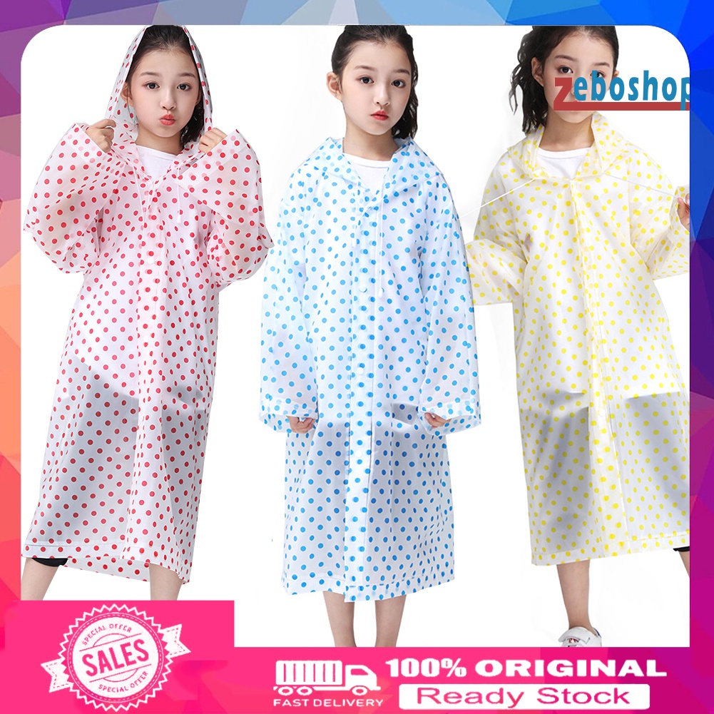 Áo Mưa Chấm Bi Có Mũ Trùm Tiện Lợi Dành Cho Bé