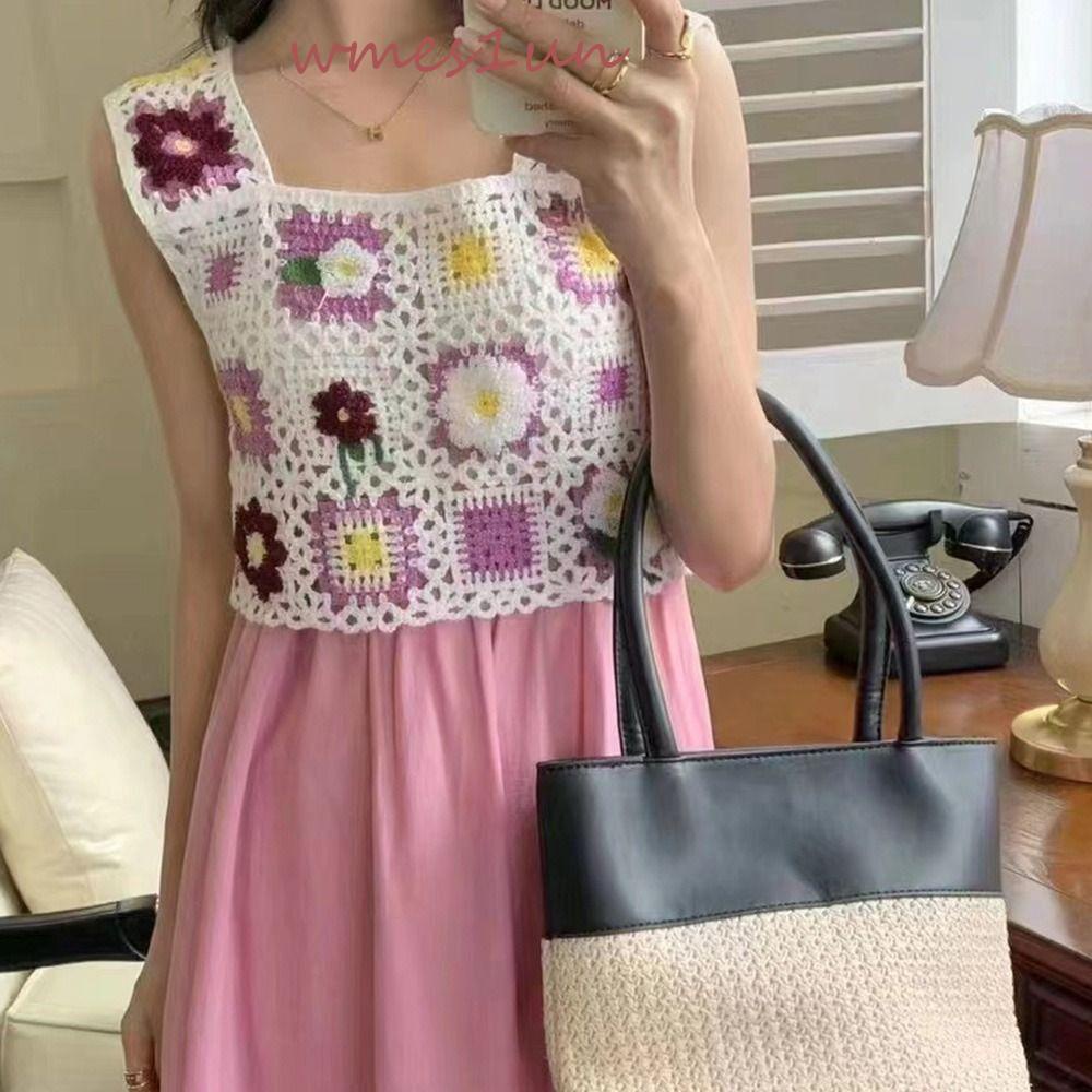 Áo Croptop Đan Móc 15H Họa Tiết Hoa Phong Cách Bohemia Cổ Điển Quyến Rũ Thời Trang Đi Biển Cho Nữ