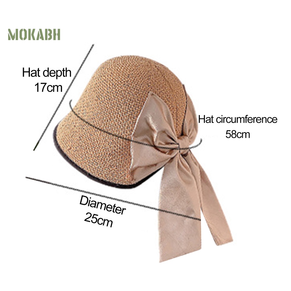 Nón Rộng Vành Chống Tia UV Bằng Polyester Thiết Kế Thắt Nơ Màu Sắc Trơn Thoáng Khí Dành Cho Nữ