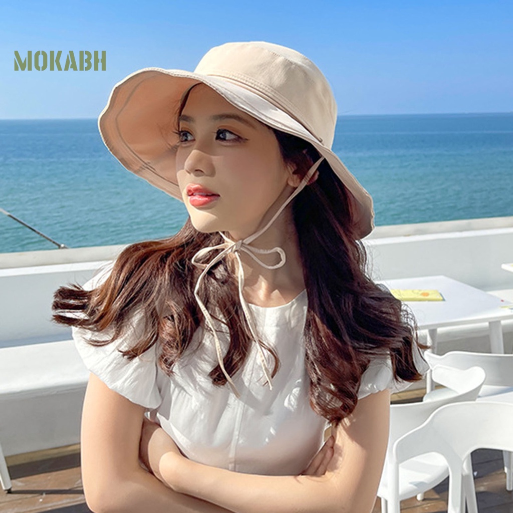 Nón Rộng Vành Hở Chóp Chống Tia UV Chống Gió Màu Sắc Đơn Giản Dành Cho Nữ