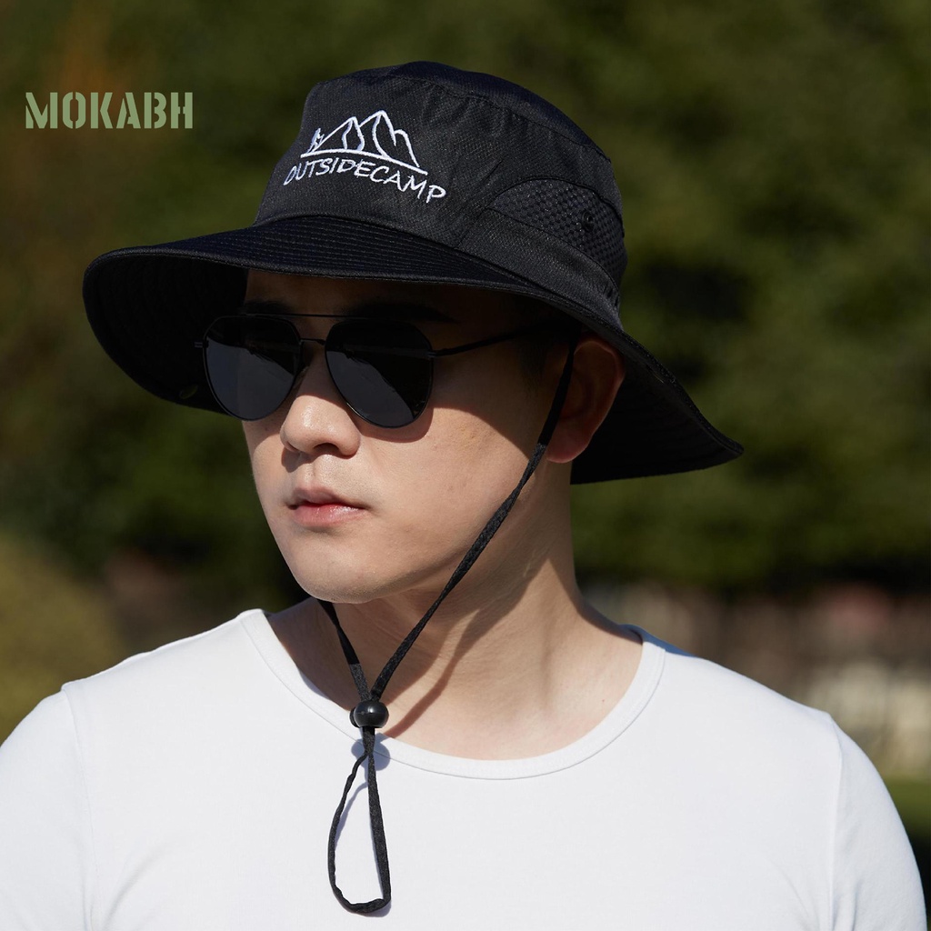 Nón Tai Bèo Phối Lưới Thoáng Khí Thêu Chữ Chống Gió Thời Trang Cho Nam