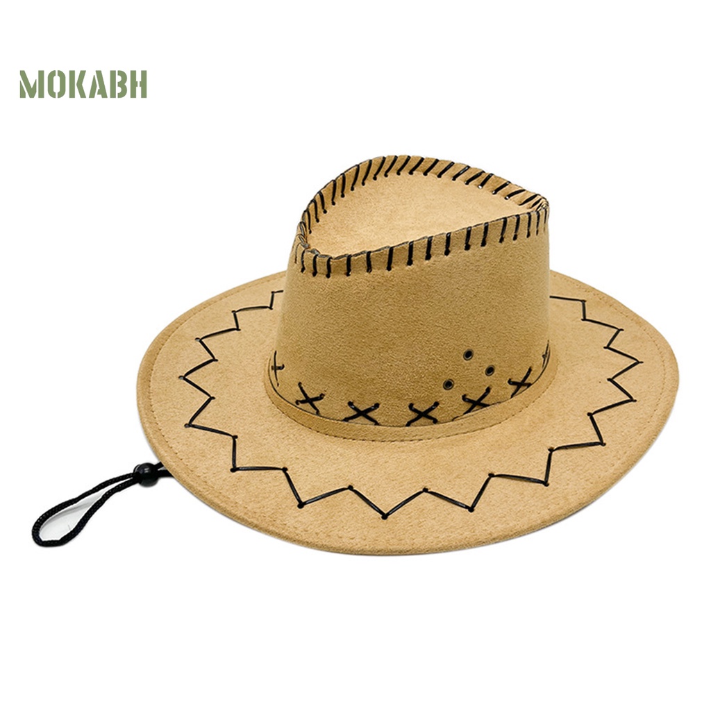 Nón Cao Bồi Màu Trơn Chống Gió Có Dây Đeo Thời Trang Cho Nam Nữ