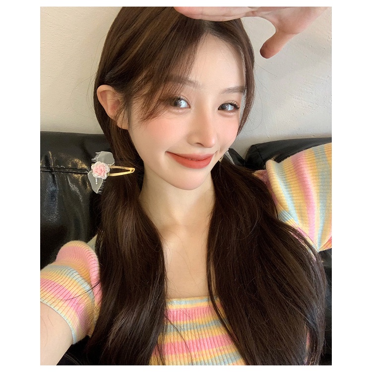 Kẹp Tóc Hình Hoa Trà Màu Hồng Ngọt Ngào Thời Trang Mùa Hè Mới Cho Bạn Gái