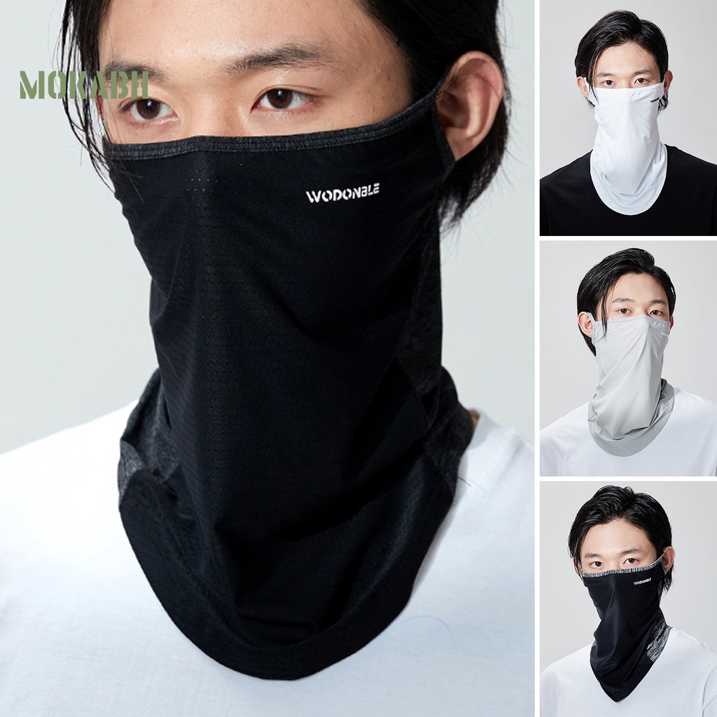 Khăn Quàng Cổ Chống Nắng Bằng Lụa Lạnh Màu Trơn Thêu Chữ Bảo Vệ Tai