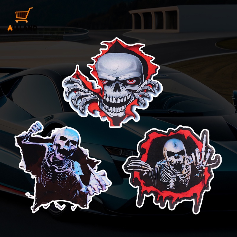 Miếng Dán Phản Quang Họa Tiết Đầu Lâu Độc Đáo Chống Thấm Nước Trang Trí Xe Hơi DIY