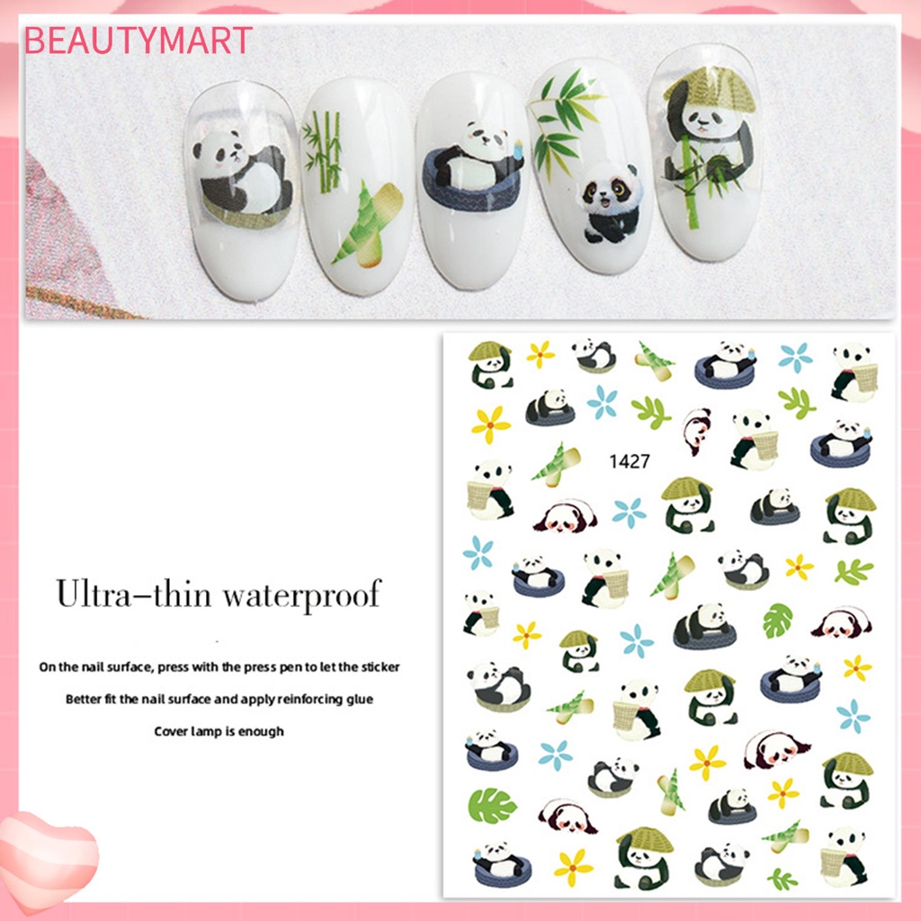 Miếng Dán Trang Trí Móng Tay Hình Gấu Trúc Dễ Thương DIY