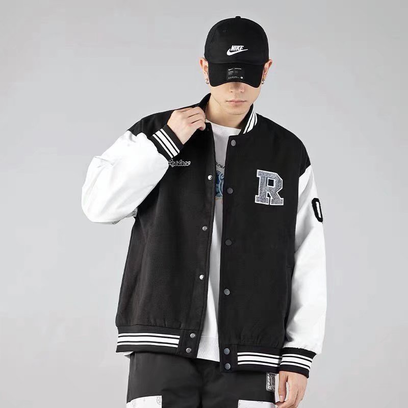 Áo Khoác Bóng Chày Dáng Rộng Thêu Họa Tiết Phong Cách Retro Mỹ Cho Nam Nữ