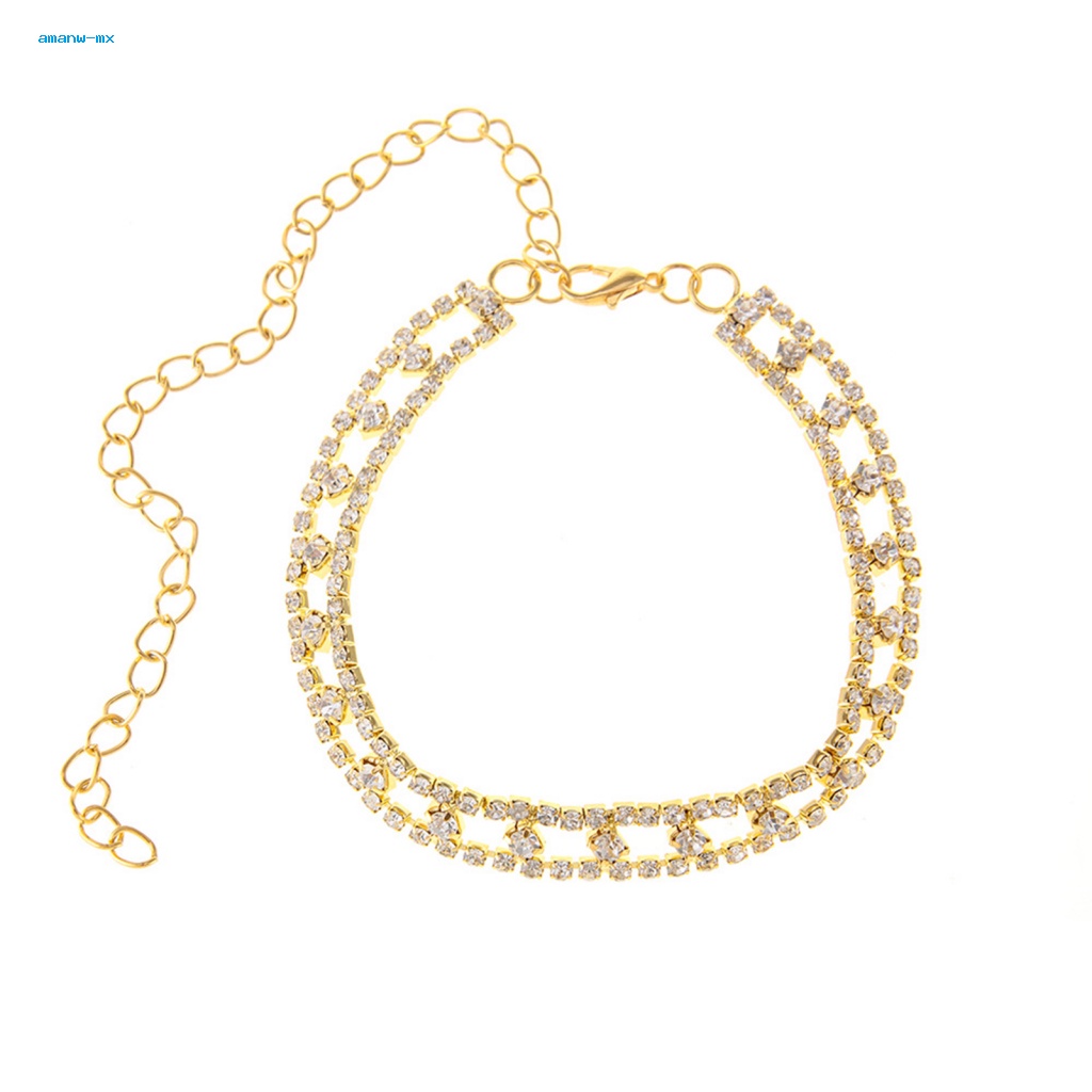 1 Lắc Chân Không Phai Màu Đính Đá Lấp Lánh Có Thể Điều Chỉnh Kích Thước