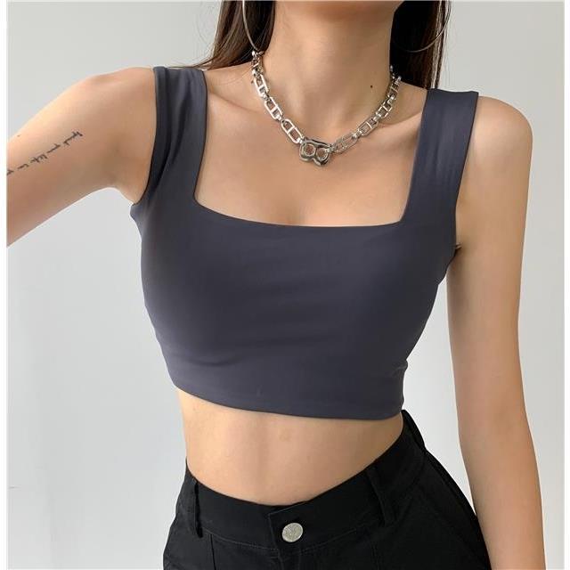 Cozok Áo Sát Nách Cổ Vuông Hở Rốn Phong Cách Hàn Quốc Gợi Cảm