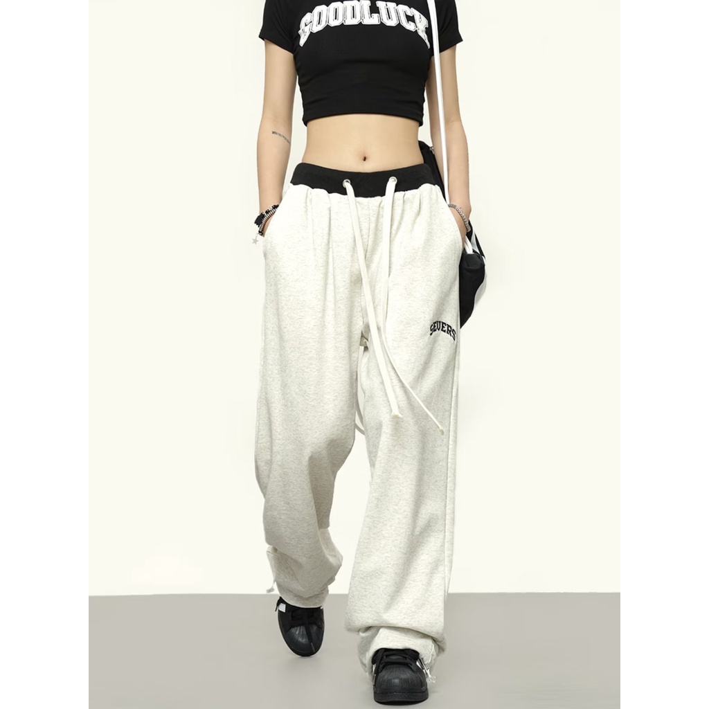 Quần Thể Thao Dáng Suông Rộng Màu Sắc Tương Phản Phong Cách Hiphop Đường Phố Cho Nam Và Nữ