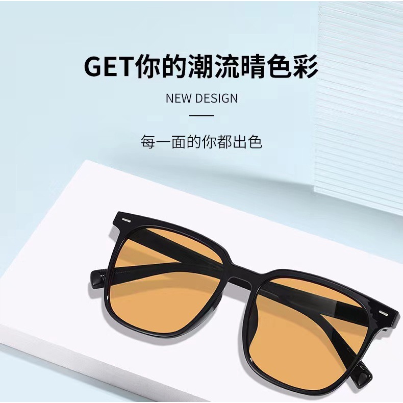 Kính Mát Gọng Vuông Màu Nâu Phong Cách Xiaohongshu Cổ Điển Thời Trang Cho Nam Và Nữ