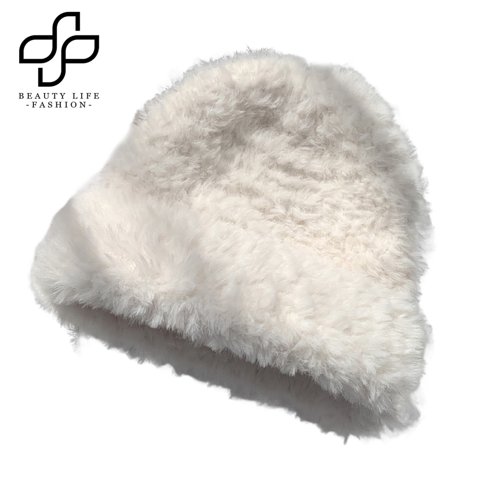 Mũ Beanie Dệt Kim Dày Dặn Màu Trơn Giữ Ấm Tai Thời Trang Thu Đông Cho Nữ