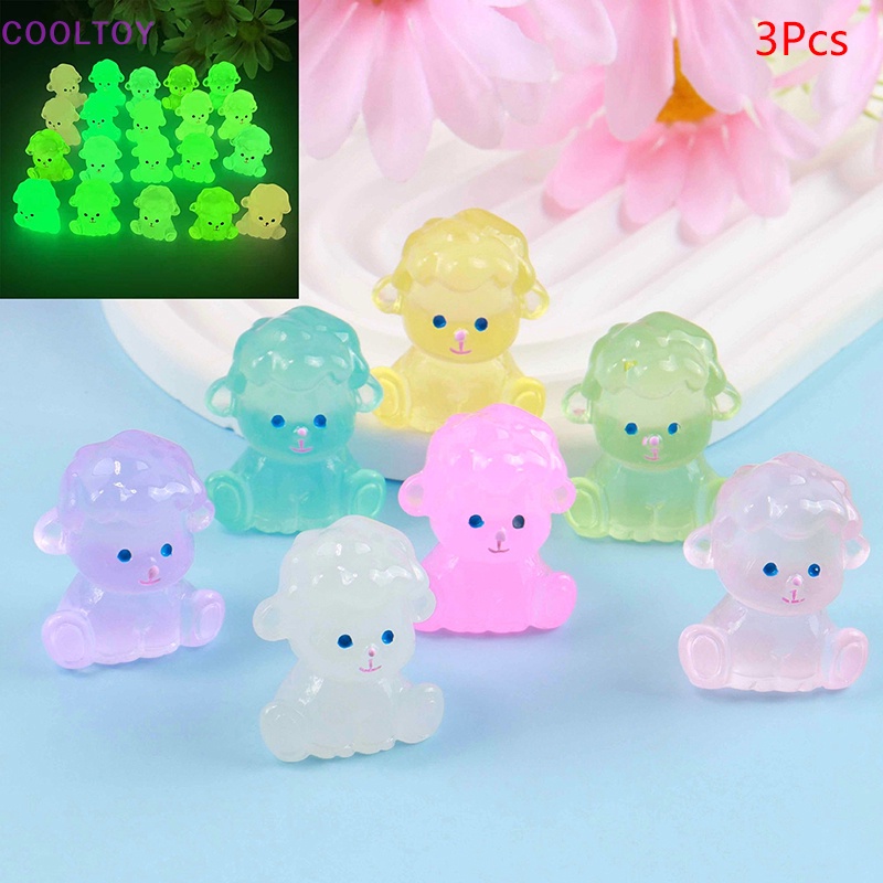 Set 3 Đồ trang trí Chú Chó Poodle Mini Màu Dạ Quang Trang Trí Tiểu Cảnh